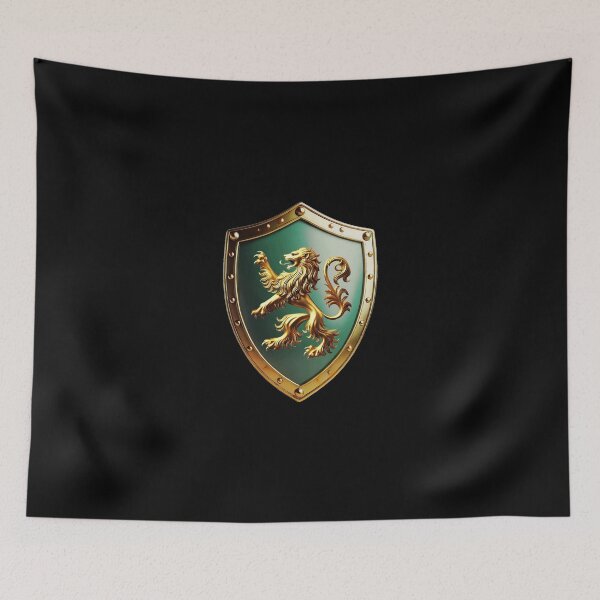 Item preview, Morgan Shield Majestic Golden Lion on Emerald Green Armor designed and sold by Highlandkings.
