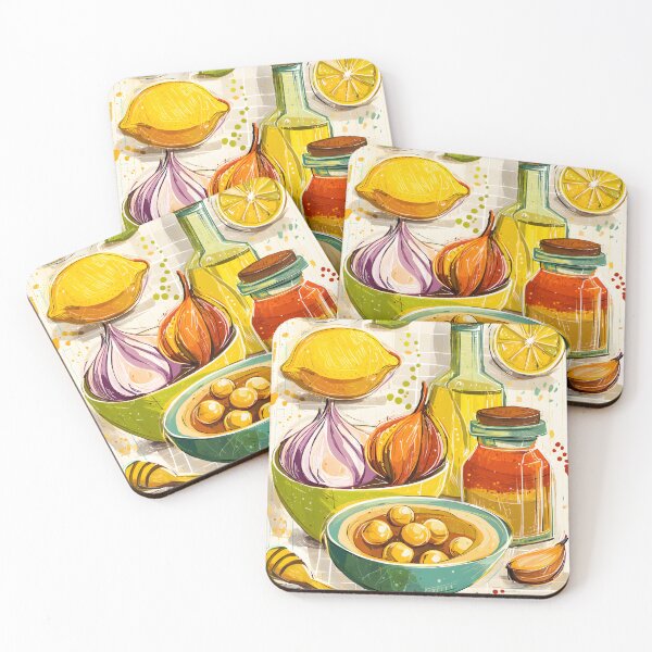 Item preview, Hummus Recipe Art- A Colorful Culinary Explosion of Fresh Ingredients: Chickpeas, Zesty Lemon, Garlic, Tahini, and Rich Olive Oil designed and sold by OlfactoART Studio.