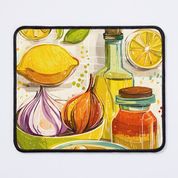 Item preview, Hummus Recipe Art- A Colorful Culinary Explosion of Fresh Ingredients: Chickpeas, Zesty Lemon, Garlic, Tahini, and Rich Olive Oil designed and sold by OlfactoART Studio.