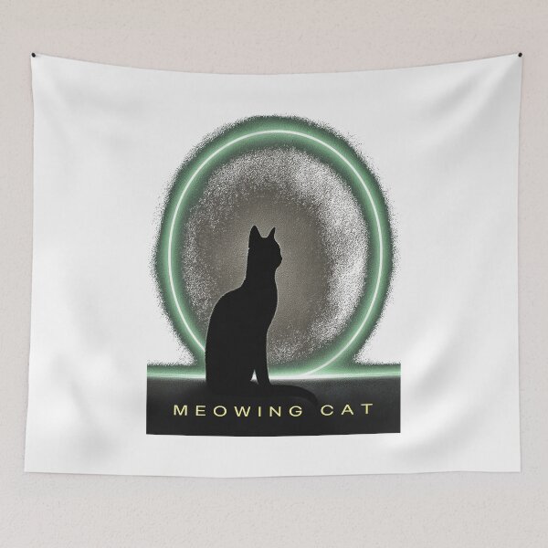 Item preview, Cat Silhouette Meowing black cat designed and sold by JanChryzostom.