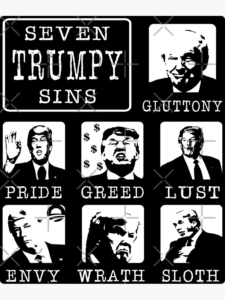Thumbnail 3 of 3, Sticker, Seven Trumpy Sins Anti-Trump Stickers designed and sold by EthosWear.