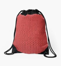 Red Knit Drawstring Bag