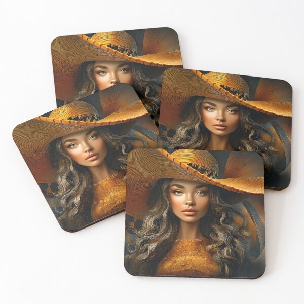 Item preview, Elegant woman in large hat with intricate details designed and sold by Artessie.