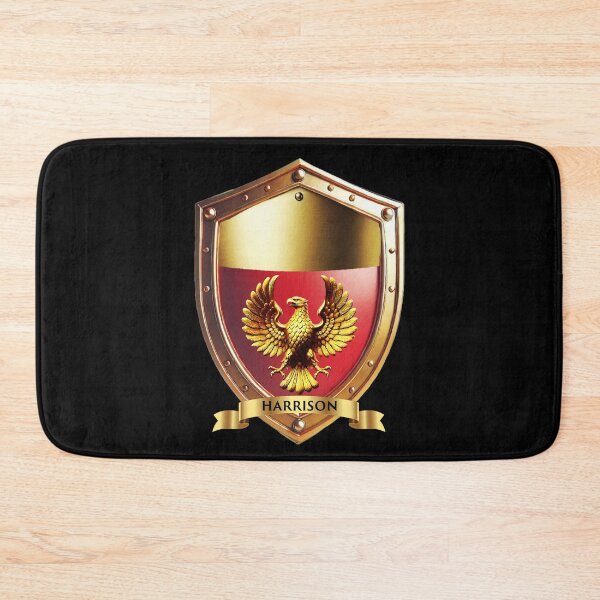 Item preview, Harrison Family Shield Golden Eagle Crest with Bold Name Banner designed and sold by Highlandkings.