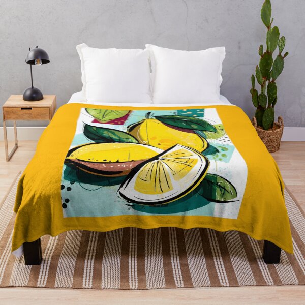 Item preview, Vibrant Lemon Burst - Bold Yellow Lemons with Green Leaves and Abstract Background designed and sold by OlfactoART Studio.