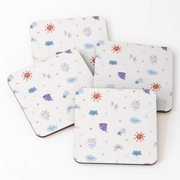 Item preview, Kawaii Weather Icons – Cute Pastel Sky Pattern with Red Suns & Smiling Clouds designed and sold by namibear.