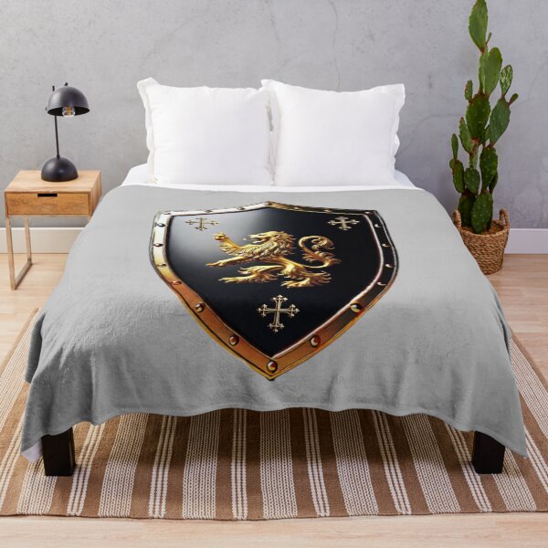 Item preview, King Coat of Arms Golden Lion on Black Shield with Crosses designed and sold by Highlandkings.