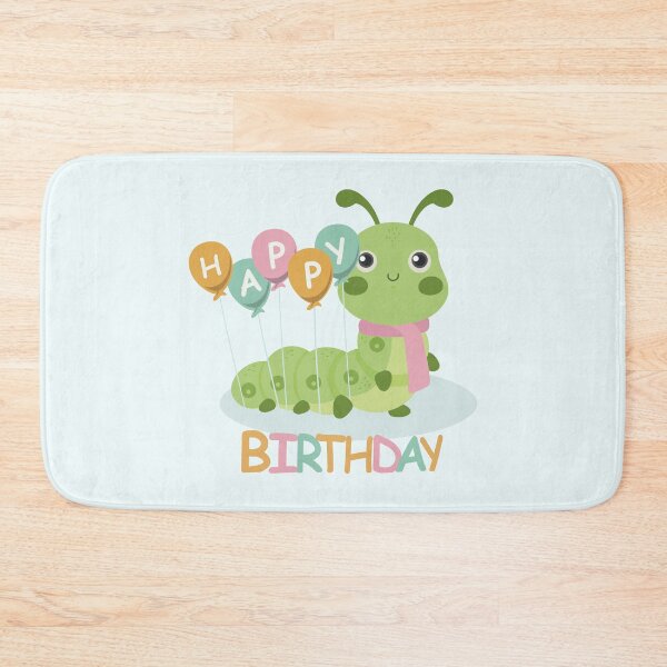 Item preview, Flat Design Happy Birthday Illustration with Green Worm Wearing a Scarf designed and sold by AlginaPugachova.