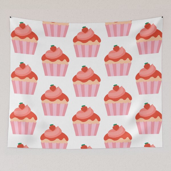 Item preview, Kawaii Strawberry Cupcake – Cute Dessert with Strawberry Topper designed and sold by Blueprint&co.