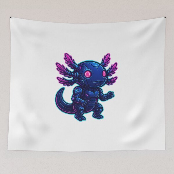 Item preview, Cyber Axolotl Robot Cute Sci-Fi Creature designed and sold by RetroPop23.