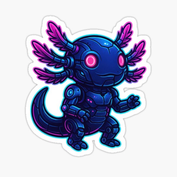 Item preview, Cyber Axolotl Robot Cute Sci-Fi Creature designed and sold by RetroPop23.