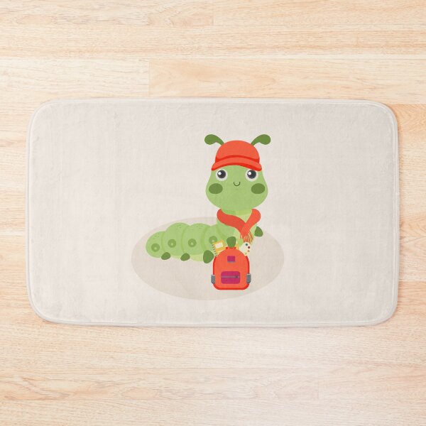 Item preview, Flat Design Study To Time Illustration with Green Worm and Wearing Hat, Scarf, Bag designed and sold by AlginaPugachova.