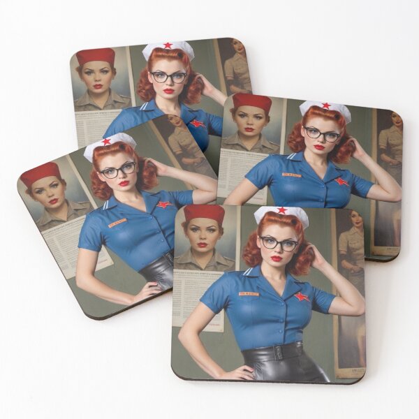 Item preview, Vintage 1940's Nurse Red Head Pin Up designed and sold by MissSaylor.
