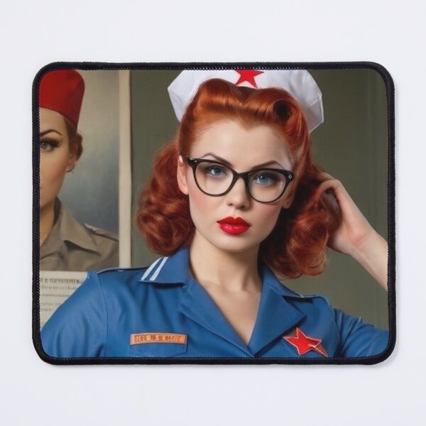 Item preview, Vintage 1940's Nurse Red Head Pin Up designed and sold by MissSaylor.