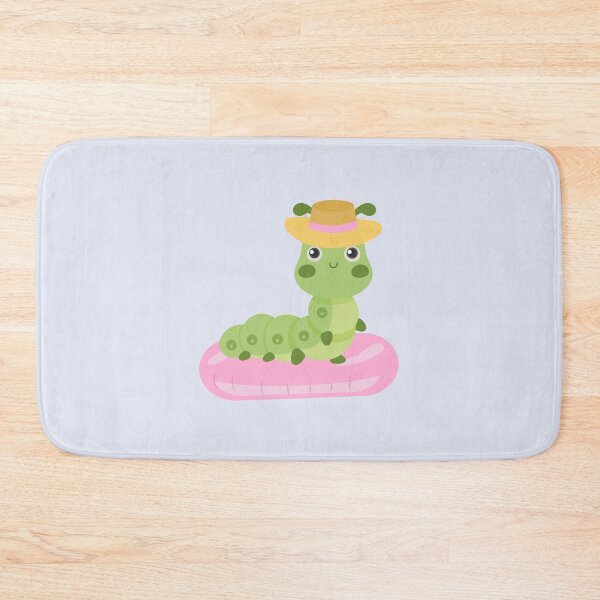 Item preview, Flat Design Summer Illustration with Green Worm and Wearing Hat, Swimming Pool designed and sold by AlginaPugachova.
