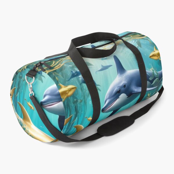Item preview, Gold And Blue Tattooed Dauphins Surrounded by Gold Vines designed and sold by Melantari Vizuns.