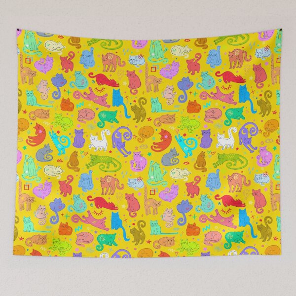 Item preview, Seamless Pattern with Colorful Funny Cats designed and sold by Bearlala.