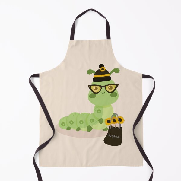 Item preview, Flat Design Illustration with Green Worm and Wearing Hat, Scarf, Sunflower Bag, Sunglasses designed and sold by AlginaPugachova.