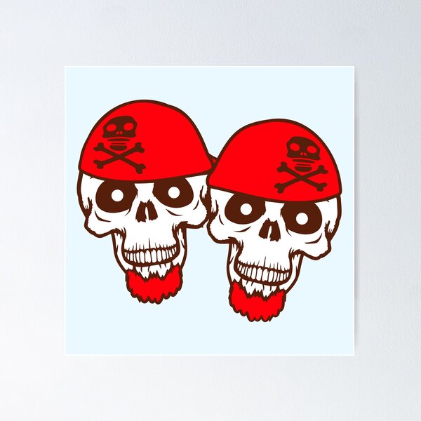 Item preview, 2 Pirate Skull Skeleton Halloween Two Friends Team designed and sold by shirt-o-mat.
