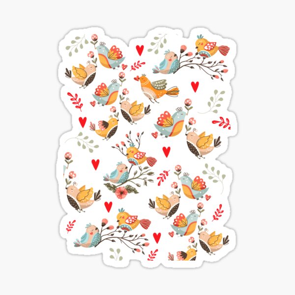 Item preview, Minimalist Scandinavian pattern of birds and hearts designed and sold by ElizabethCoelho.