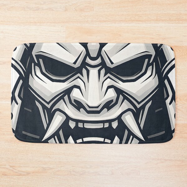 Item preview, Futuristic Samurai Mask Vector – White Oni Demon Head – Bold Graphic Design designed and sold by WAUZ.