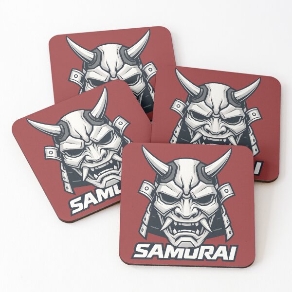 Item preview, Futuristic Samurai Mask Vector – White Oni Demon Head – Bold Graphic Design designed and sold by WAUZ.