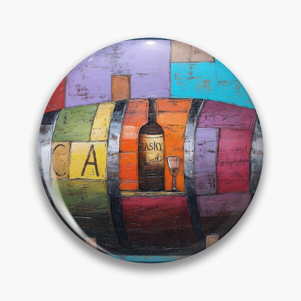 Item preview, Vibrant Wine Barrel - Geometric Composition with Bold Blocks of Red, Blue, Purple, and Yellow designed and sold by OlfactoART Studio.