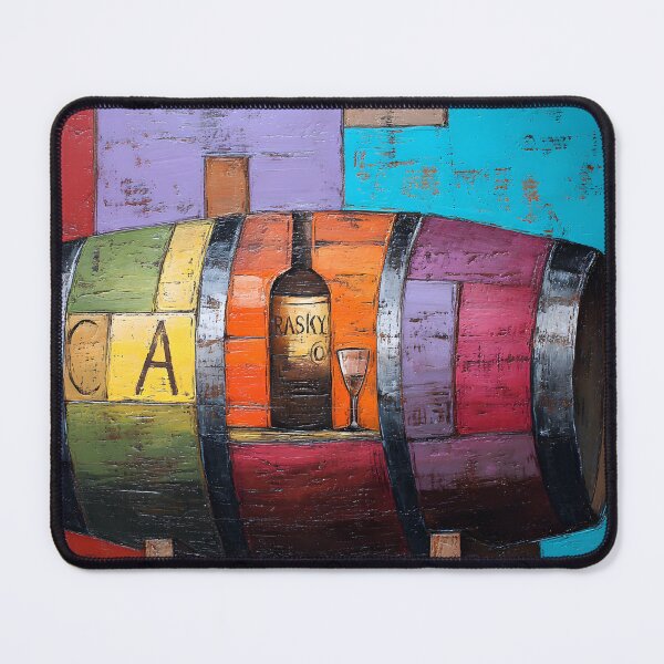 Item preview, Vibrant Wine Barrel - Geometric Composition with Bold Blocks of Red, Blue, Purple, and Yellow designed and sold by OlfactoART Studio.