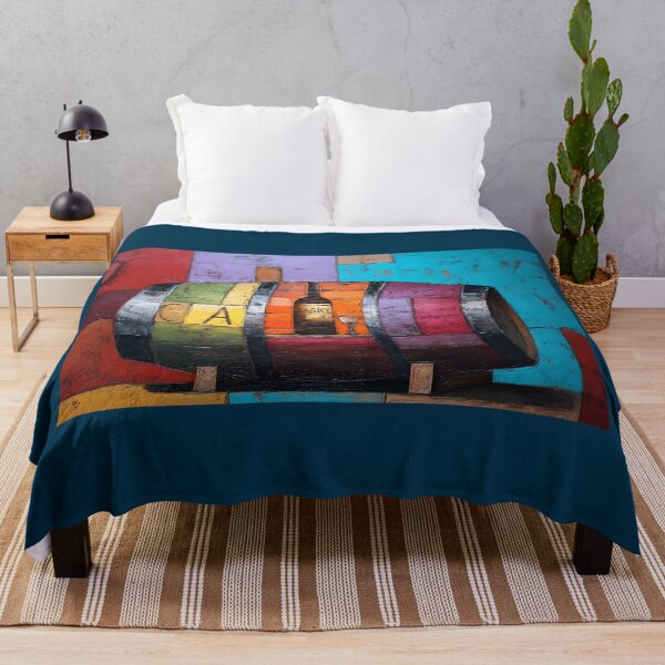 Item preview, Vibrant Wine Barrel - Geometric Composition with Bold Blocks of Red, Blue, Purple, and Yellow designed and sold by OlfactoART Studio.