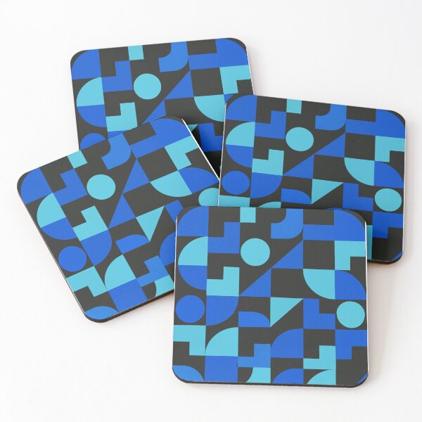 Item preview, Electric Bauhaus Blocks – Blue and Black Geometric Grid Pattern designed and sold by Zenvo.