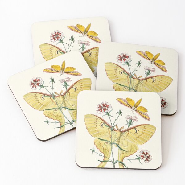 Item preview, Vintage Yellow Moth with Wildflowers – Natural History Insect Design designed and sold by trajeado14.