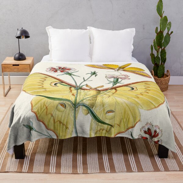 Item preview, Vintage Yellow Moth with Wildflowers – Natural History Insect Design designed and sold by trajeado14.