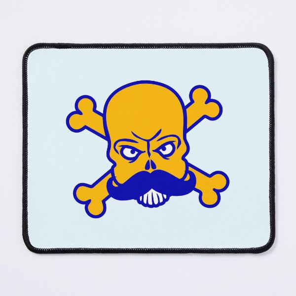 Item preview, Evil Beard Pirate Moustache Skull Funny Bones Skeleton Head designed and sold by shirt-o-mat.