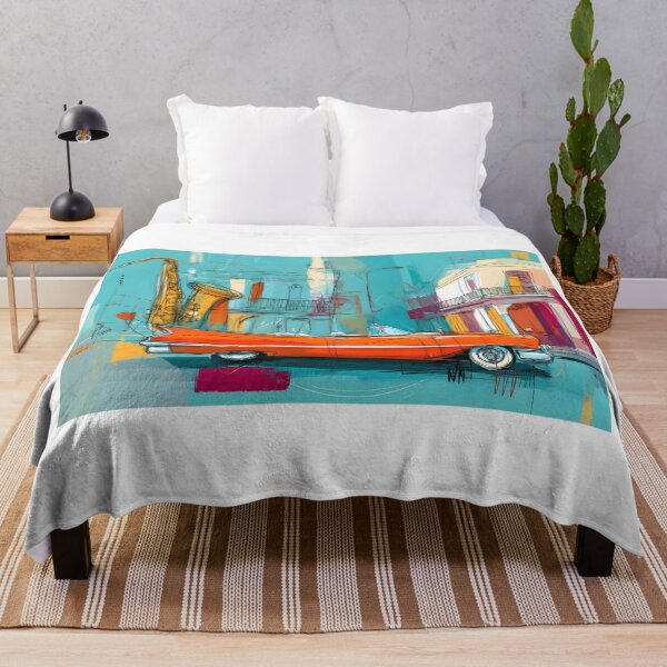 Item preview, Celebrate Havana's Retro Vibes - Saxophone and Orange Convertible in a Colorful Urban Scene designed and sold by OlfactoART Studio.