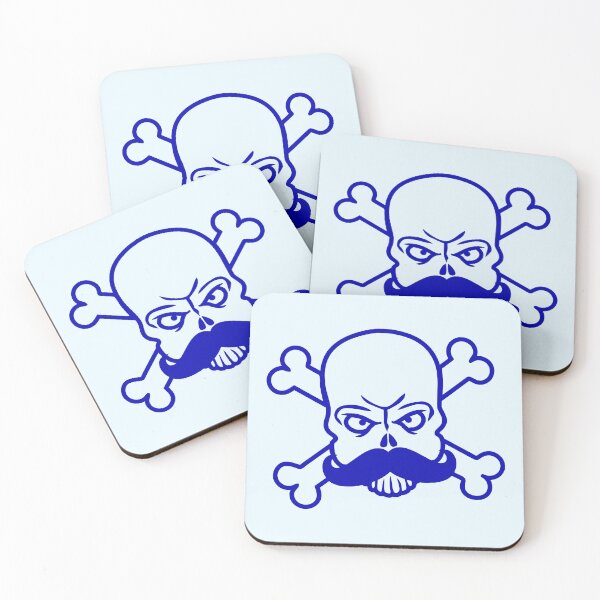 Item preview, Evil Beard Pirate Moustache Skull Funny Bones Skeleton Head designed and sold by shirt-o-mat.