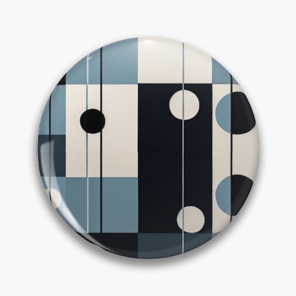 Item preview, Bauhaus Rhythm – Blue & Black Grid with Modernist Circles designed and sold by Zenvo.
