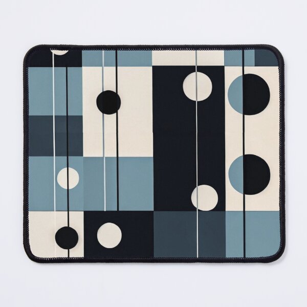 Item preview, Bauhaus Rhythm – Blue & Black Grid with Modernist Circles designed and sold by Zenvo.