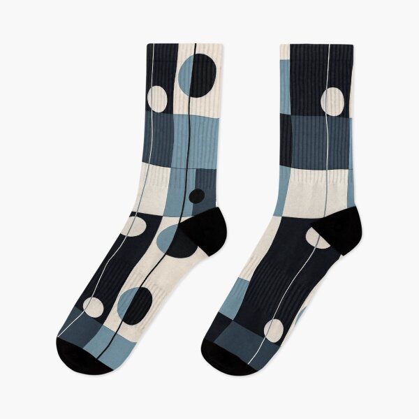 Item preview, Bauhaus Rhythm – Blue & Black Grid with Modernist Circles designed and sold by Zenvo.