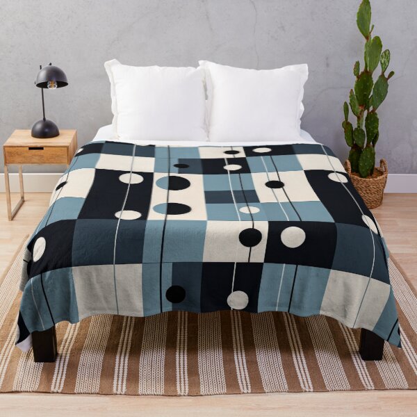 Item preview, Bauhaus Rhythm – Blue & Black Grid with Modernist Circles designed and sold by Zenvo.