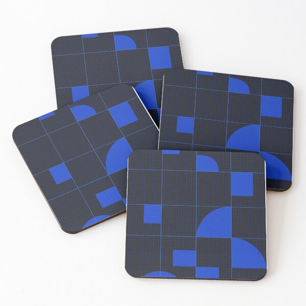 Item preview, Digital Blueprint Geometry – Neon Blue Shapes on Grid Background designed and sold by Zenvo.