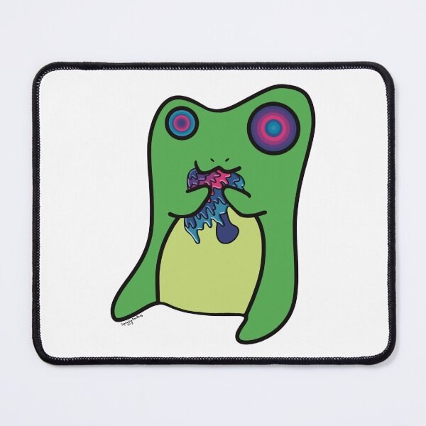 Item preview, Afternoon Snack Psychedelic Mushroom Frog designed and sold by SquigglyDooArts.