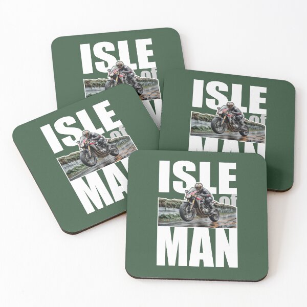 Artikelvorschau, Motorradrennfahrer auf nasser Straße der Isle of Man entworfen und verkauft von KiwiRider.