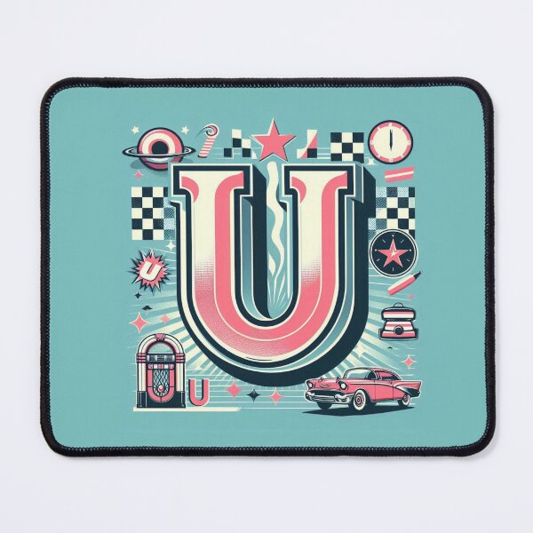 Item preview, Retro 60s Style Letter U Design – Groovy AI Monogram Art for Names, Fashion, Accessories & Personalized Gifts designed and sold by knalpot-design.