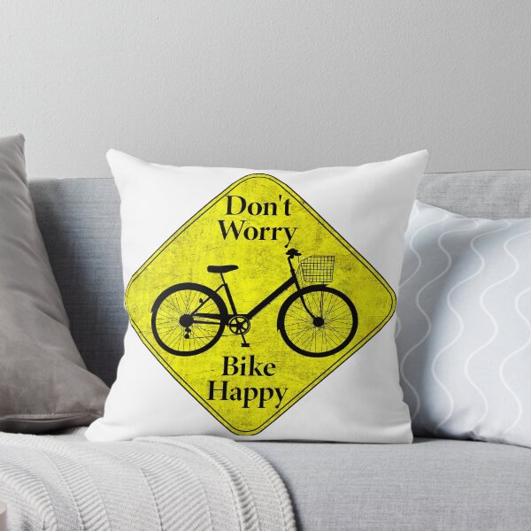 Artikelvorschau, Keine Sorge, Bike Happy - lustige Fahrradillustration, goldener Hintergrund entworfen und verkauft von PixelPunny.