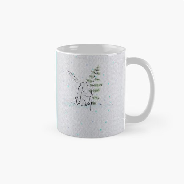 Item preview, Cute Bunny in Snow with Pine Branch | Seasonal Art designed and sold by AngelaMarieArt.