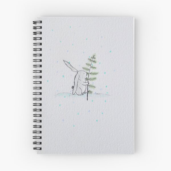 Item preview, Cute Bunny in Snow with Pine Branch | Seasonal Art designed and sold by AngelaMarieArt.