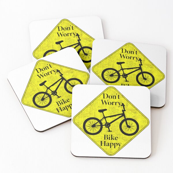 Item preview, Don't worry, Bike Happy - Funny Bike illustration, gold background designed and sold by PixelPunny.
