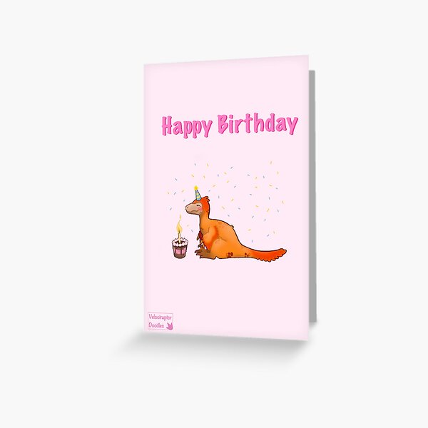 Item preview, Happy Birthday Velociraptor designed and sold by VraptorDoodles.