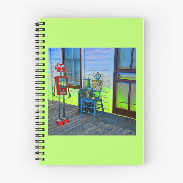 Item preview, Colorful Vintage Porch Scene with Quirky Retro Robots - dePace' designed and sold by mrpropcake.