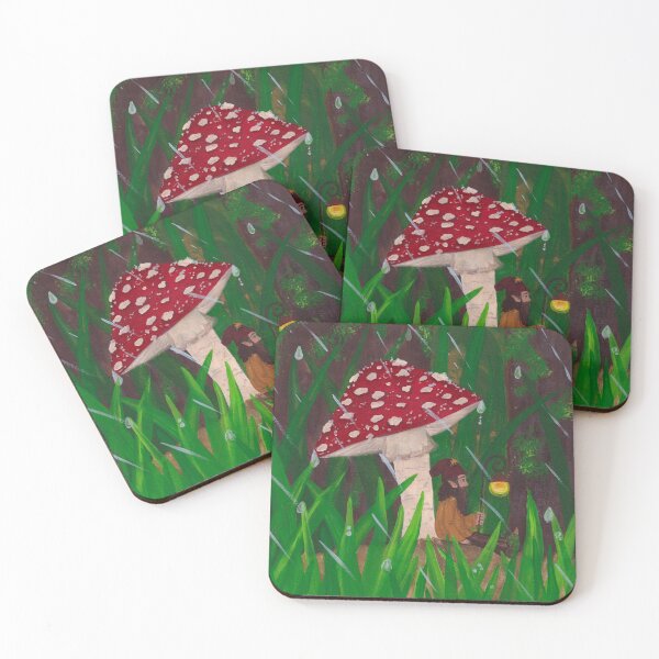 Item preview, Gnome Under Mushroom – Rainy Forest Fantasy designed and sold by MoonveilMarket.